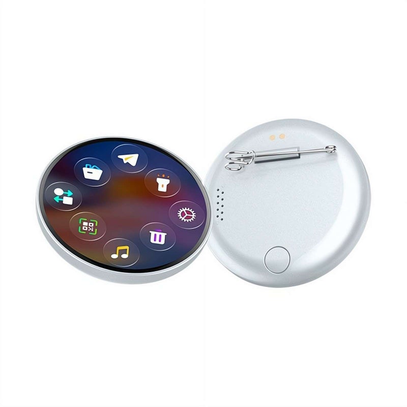 Digital displayed Pixel Badge Pin, 2025New HD display Badge Magnetic Cute Pin, Magnetic Badges Button with Videos/Photos Display for Backpackbags Hats Coats (White 1pcs) - Image 1